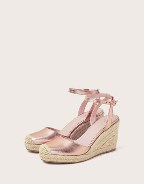 Metallic Wedge Sandals Bronze