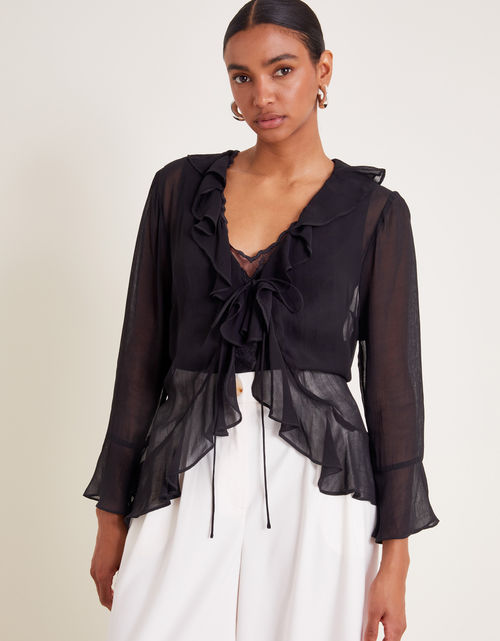 Fiona Sheer Frill Tie-Front...