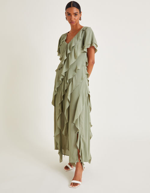 Renata Ruffle Maxi Dress Green
