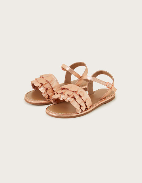 Leather Frill Sandals Gold