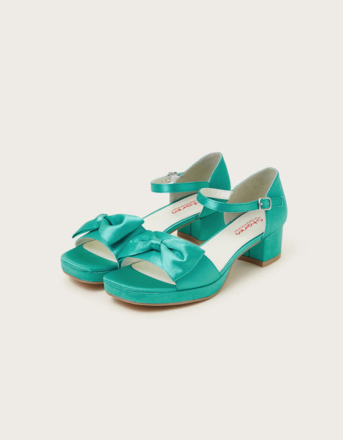 Satin Platform Sandals Green