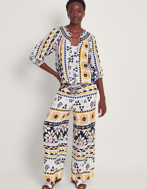 Corey Print Trousers Ivory