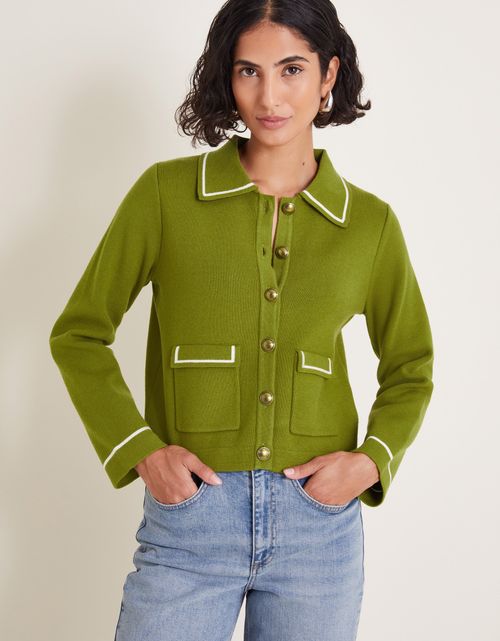 Nicki Collar Knit Jacket Green