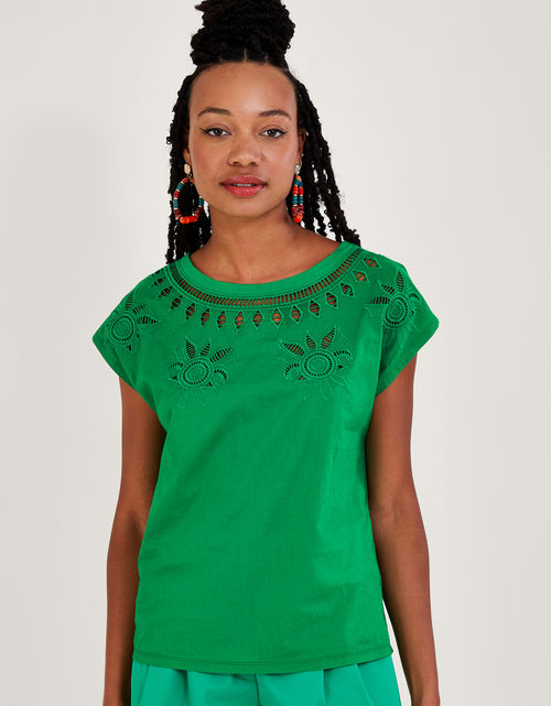 Floral Cut-Out T-Shirt Green