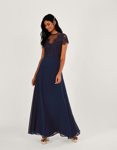 Diana Lace Maxi Dress Blue