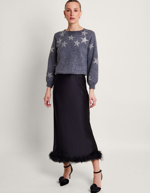 Sia Sequin Midi Skirt Silver