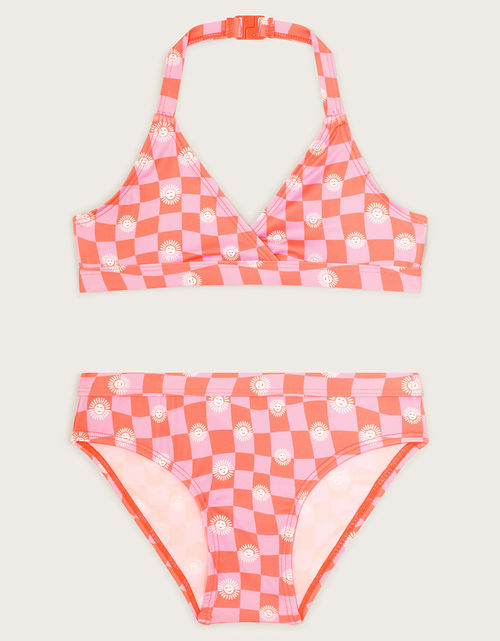 Checkerboard Halter Bikini...