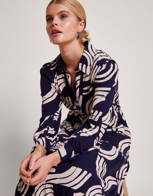 Nula Print Tier Dress Blue