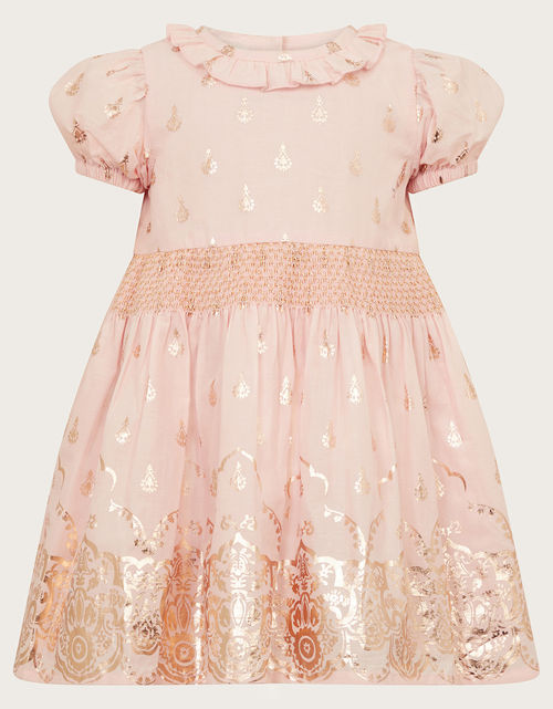 Baby Border Foil Dress Pink