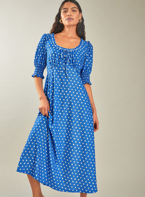 Liza Spot Jersey Dress Blue