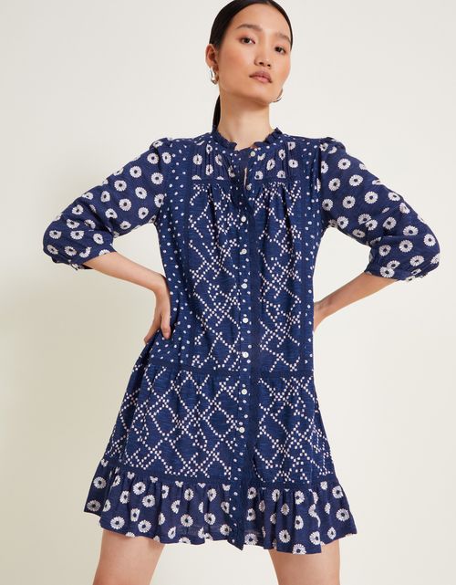 Cindy Print Jersey Dress Blue