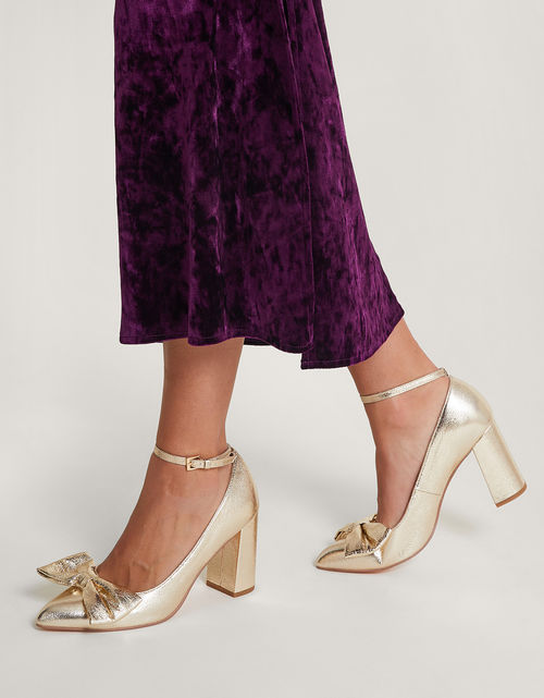 Cathy Bow Heeled Shoes Gold