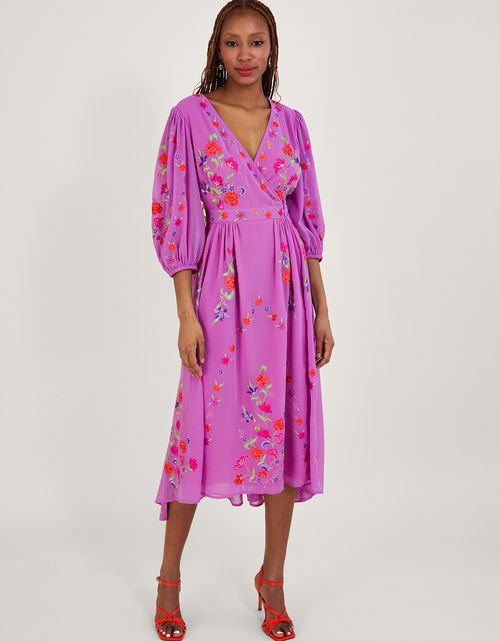 Lusia Embroidered Wrap Dress...