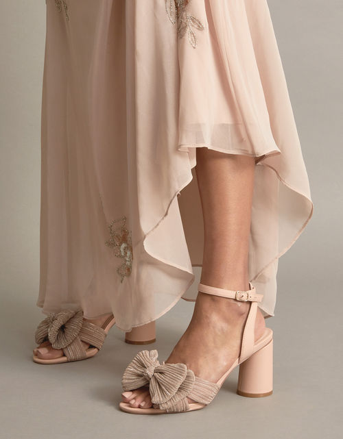 Bow Heel Sandals Nude