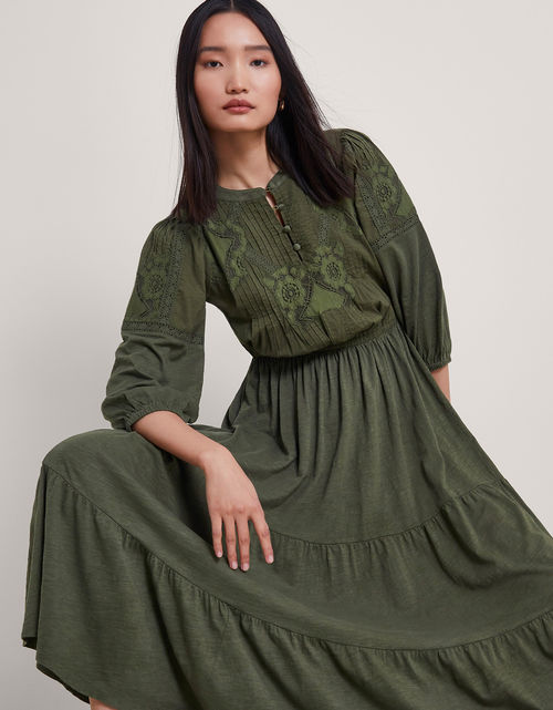 Larissa Lace Trim Dress Green