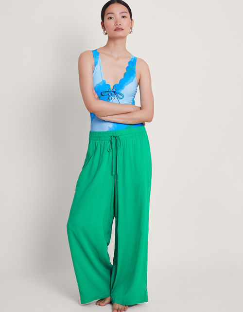 Lana Wide Leg Trousers Green