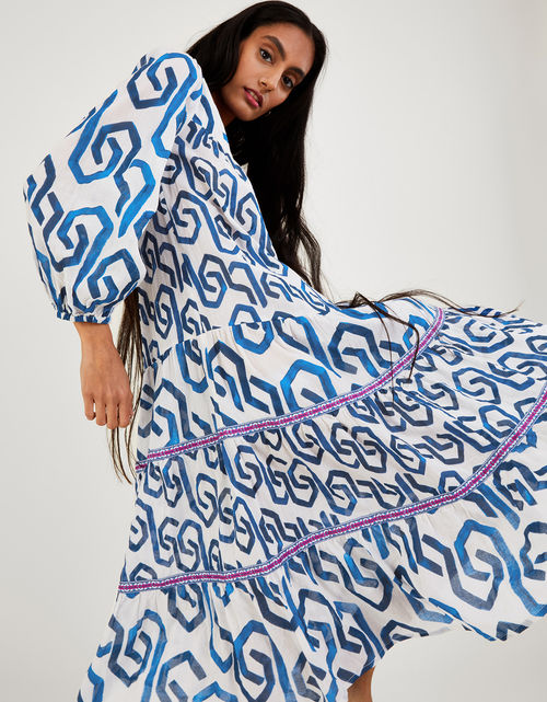 Geometric Print Kaftan Dress...