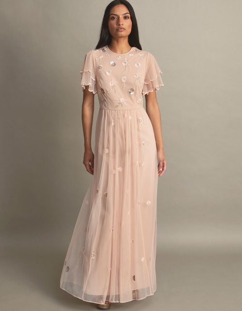 Catherine Embellished Maxi Dress with Recycled Polyester Pink, £175.00