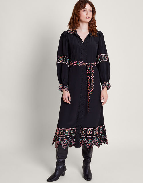 Tallulah and Hope Juliet Long Embroidered Dress Black