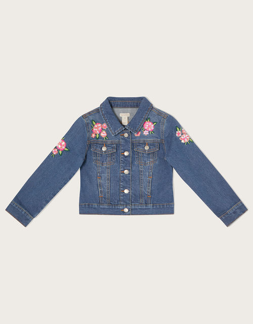 Flower Embroidered Denim...