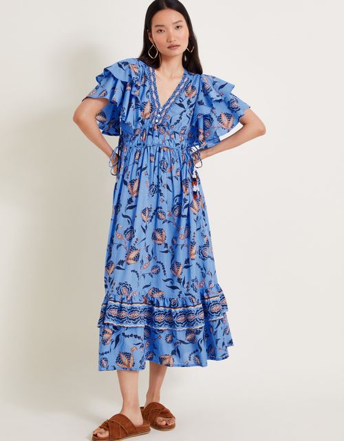 Clara Frill Dress Blue