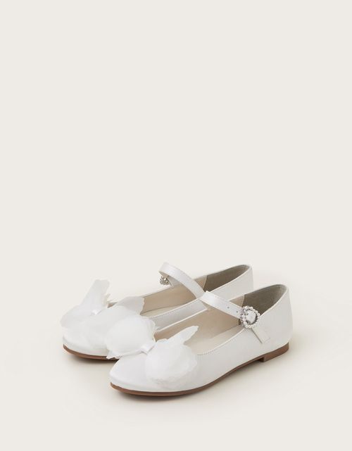 Embellished Ballet Flats Ivory