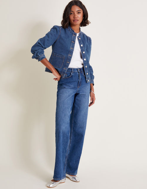 Louisa Frill Denim Jacket Blue