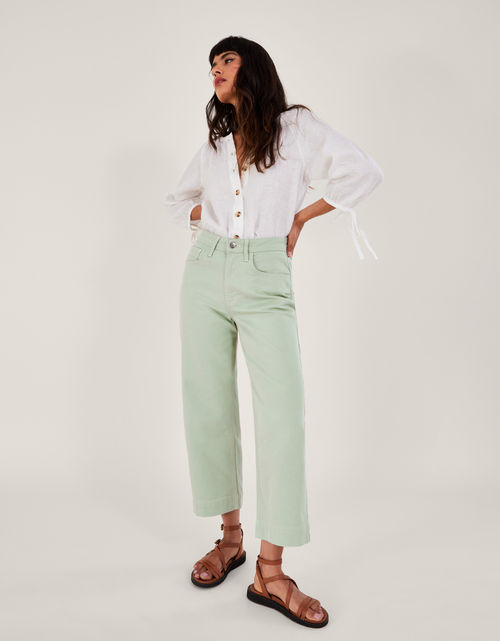 Wide Leg Crop Denim Trousers...