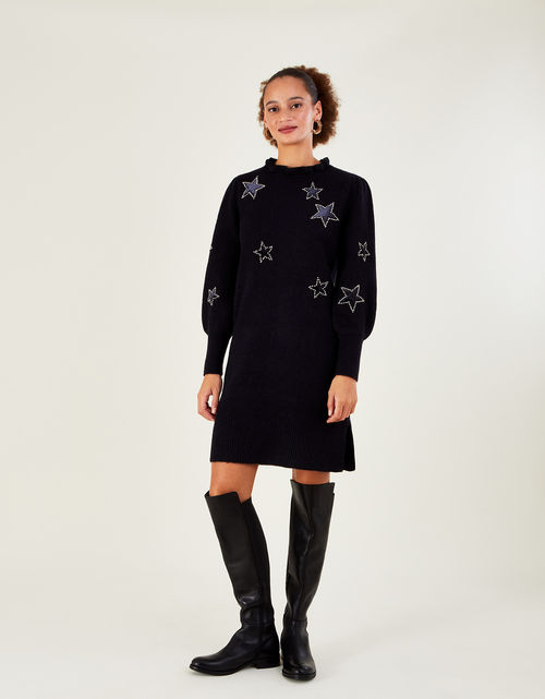 Ellen Star Trapeze Dress Black