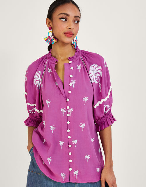 Pernella Palm Embroidered Top...