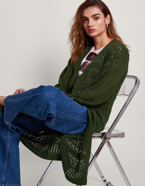 Phea Pointelle Cardigan Green