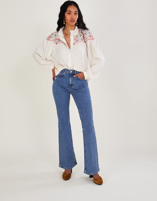 Flared Denim Jeans with...