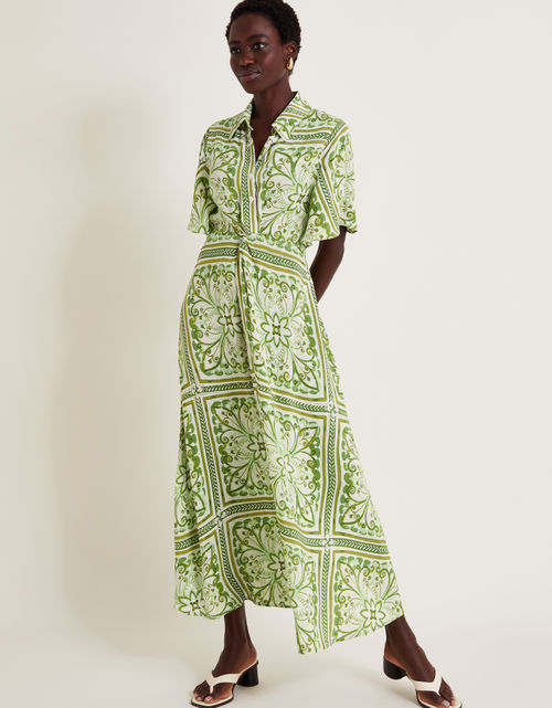 Emilia Print Midi Shirt Dress...