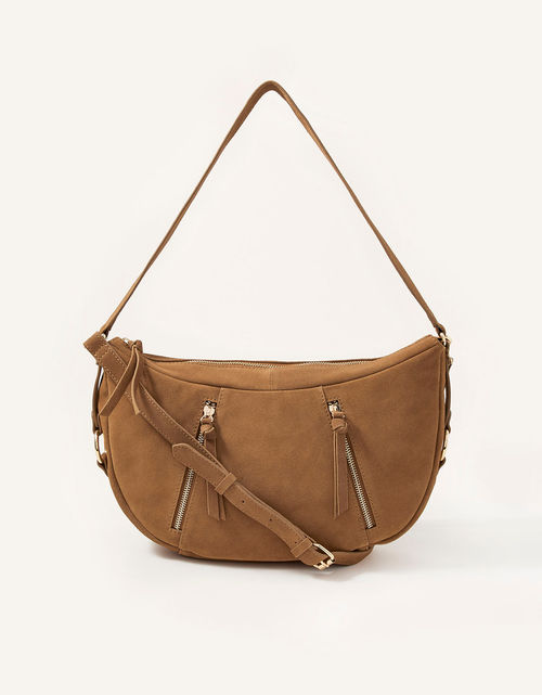 Dana Zip Suede Shoulder Bag