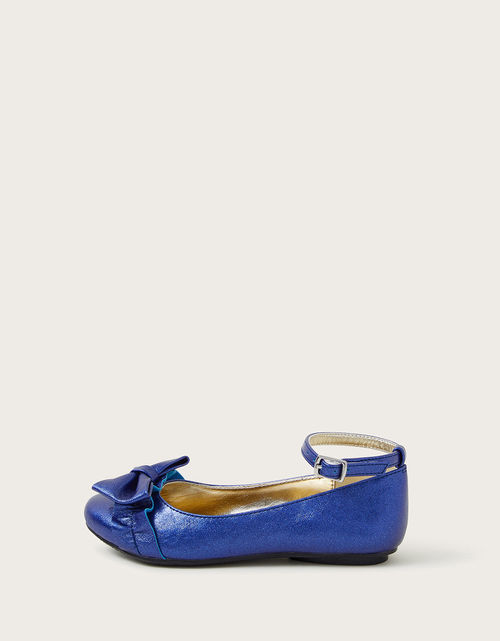 Bow Ruffle Ballet Flats Blue