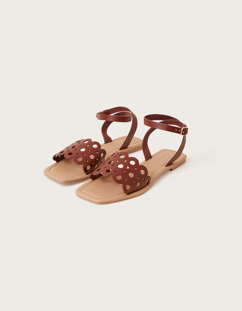 Cutwork Leather Sandals Tan