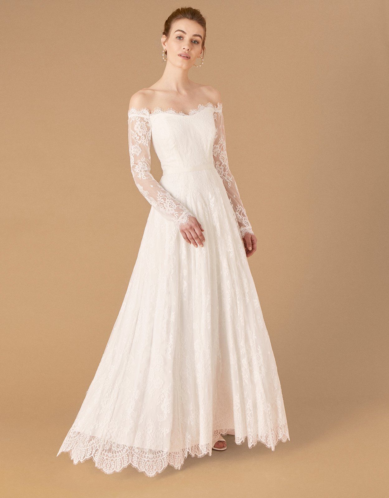 Cecily Bridal Bardot Lace Maxi Dress Ivory Compare One New Change