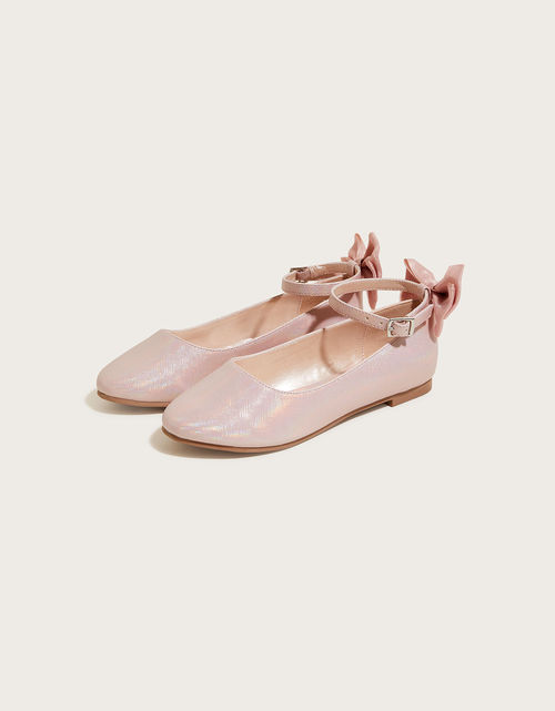 Organza Bow Ballerina Flats Pink