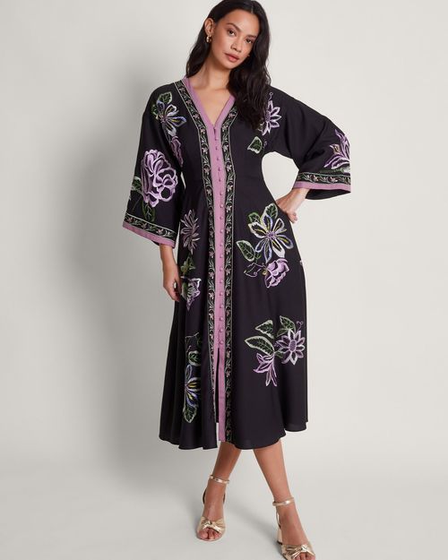 Kaya Embroidered Dress Black