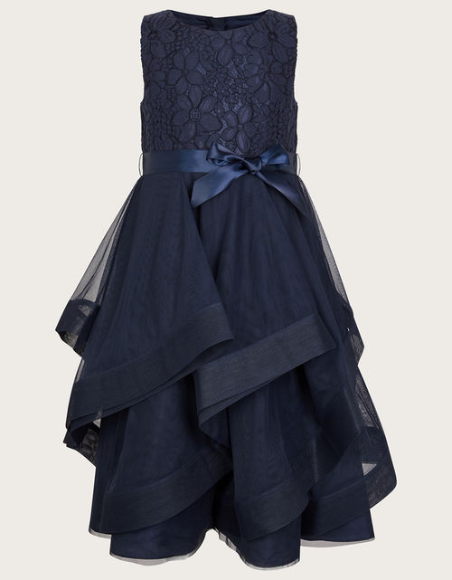 Seville Ruffle Dress Blue