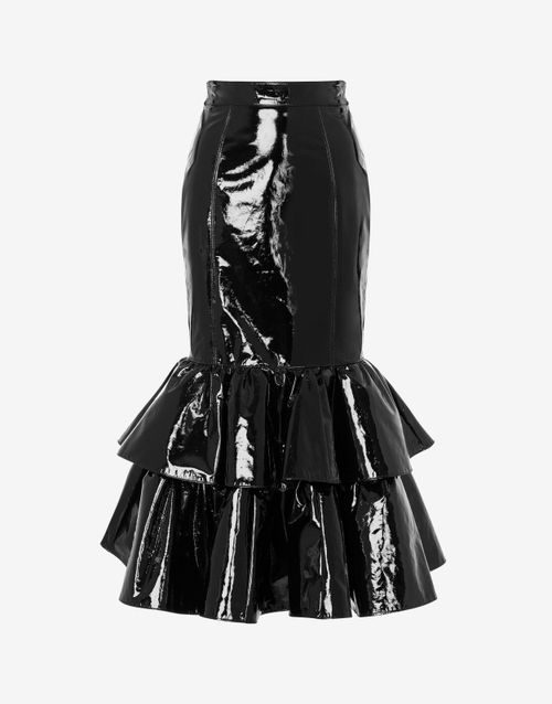 Patent Leather Skirt With...