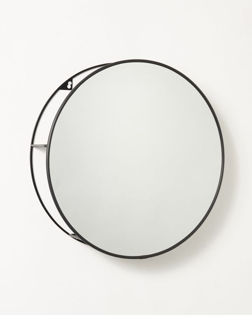 Black Round Wall Mirror with...