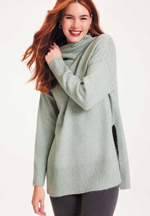 Womens Sage Green Turtle Neck...