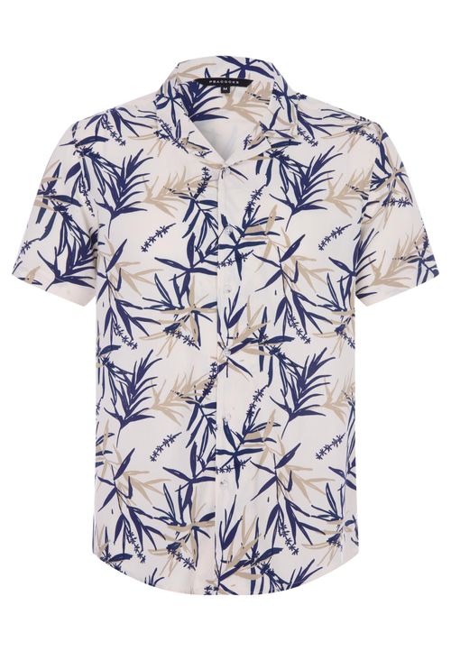 Mens Ecru Palm Print Shirt