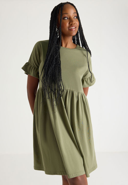 Womens Khaki Frill Sleeve...