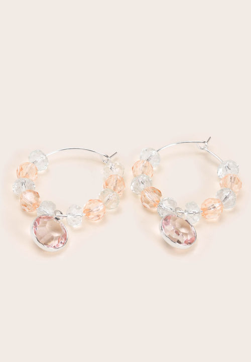 Womens Silver & Peach Gem...