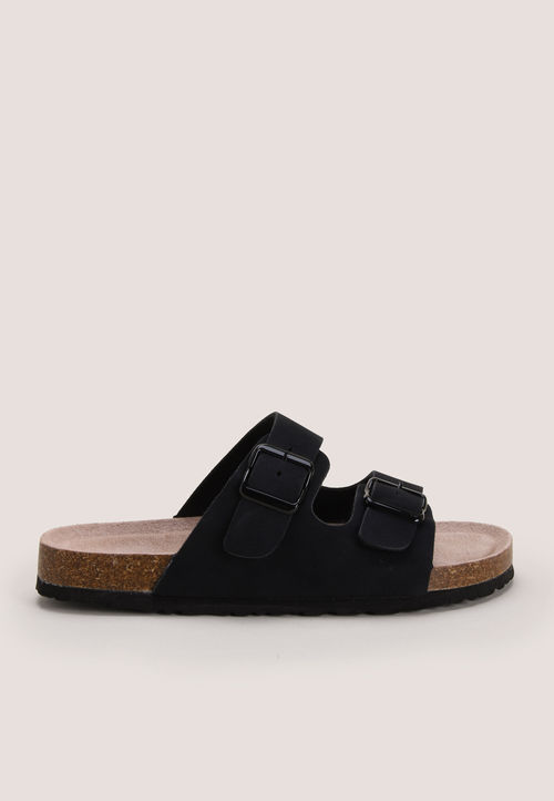 Womens Black Buckle Sandal