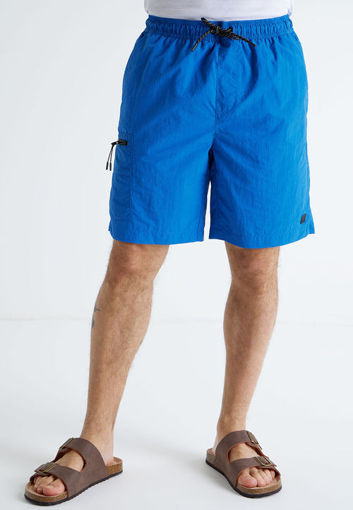 Mens Blue Cargo Swim Shorts