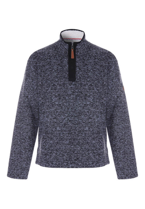 Mens Grey 1/4 Zip Woven Jumper