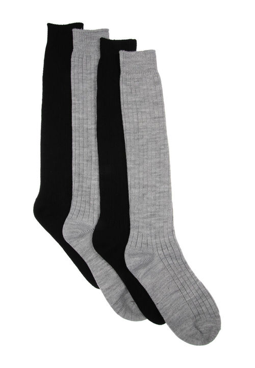 Womens 2pk Black & Grey Knee...